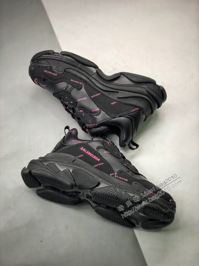 Balenciaga經典款男女鞋 巴黎世家頂級版本Triple S大底LOGO黑粉彈幕老爹鞋 Balenciaga情侶款老爹鞋  hdbl1211